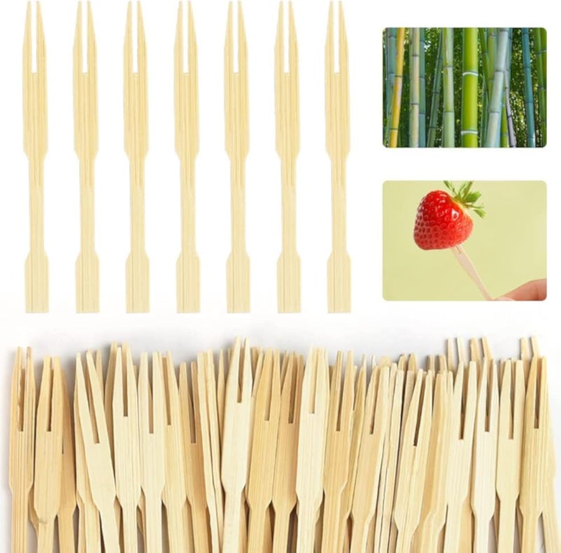 150Pcs Disposable Bamboo Wooden Fruit Forks - 8.8cm/3.46in, Pack of 150
